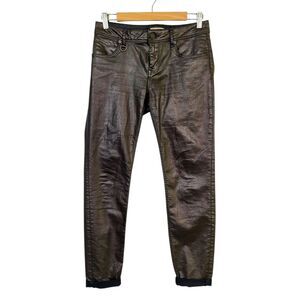 Burberry Britt Pants‎ 28 Brown Waxed Skinny Ankle Low Rise Cuffed Trousers